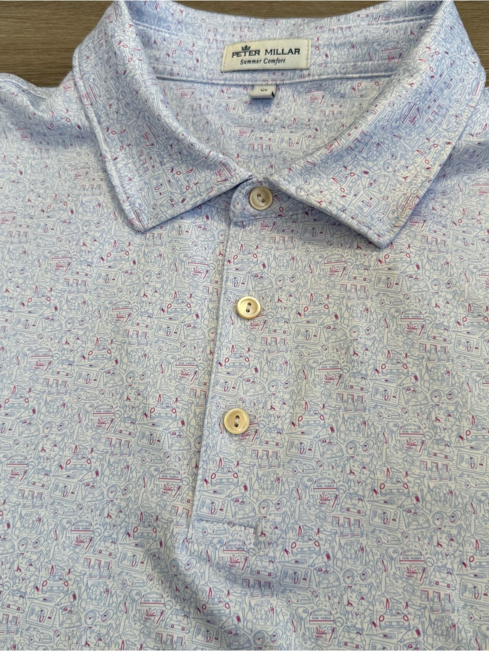 Peter Millar White Buttercup XL Summer Comfort Golf Polo Preppy AOP Performance